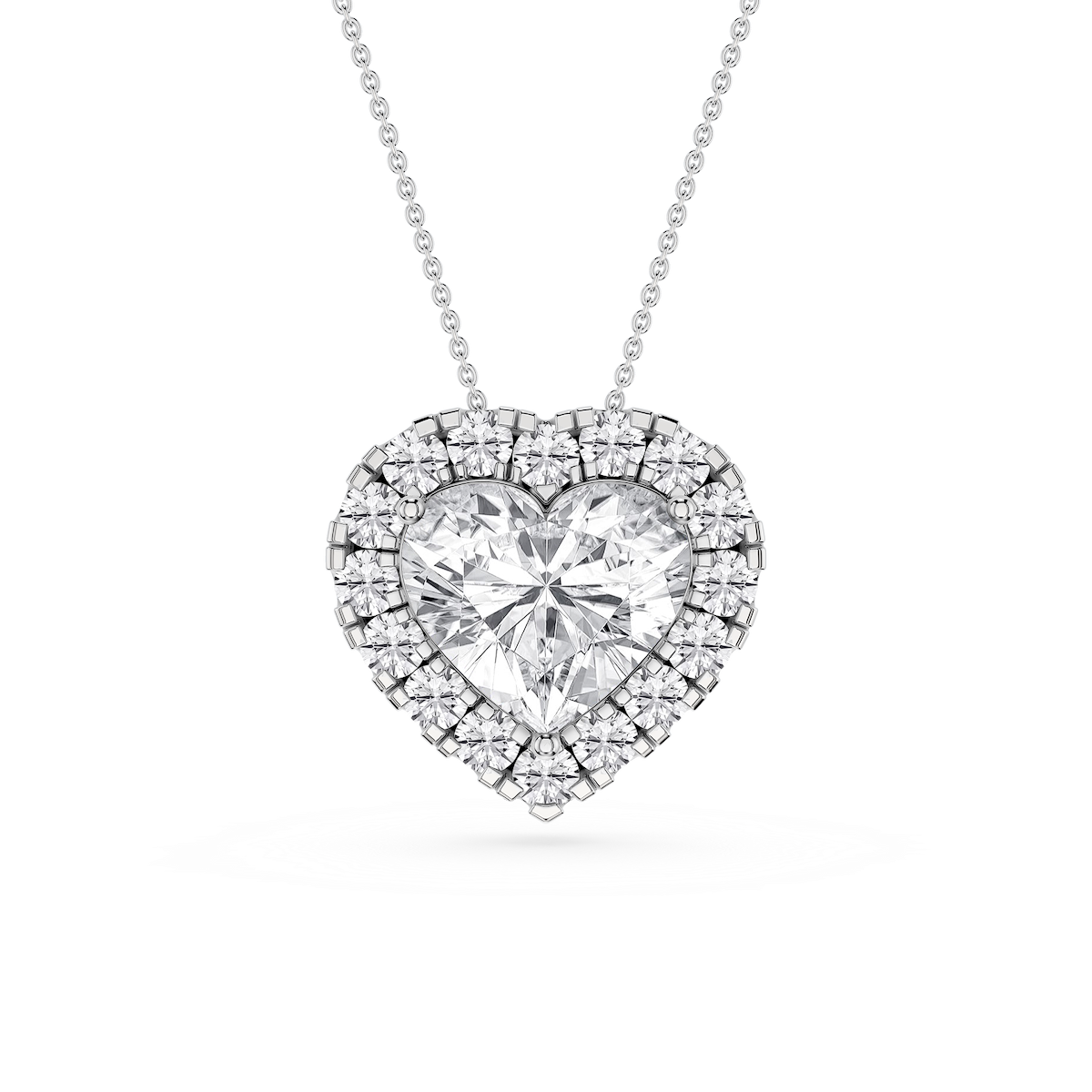 Heart Lab Grown Diamond Halo Slide Pendant - 16 to 18 Inches