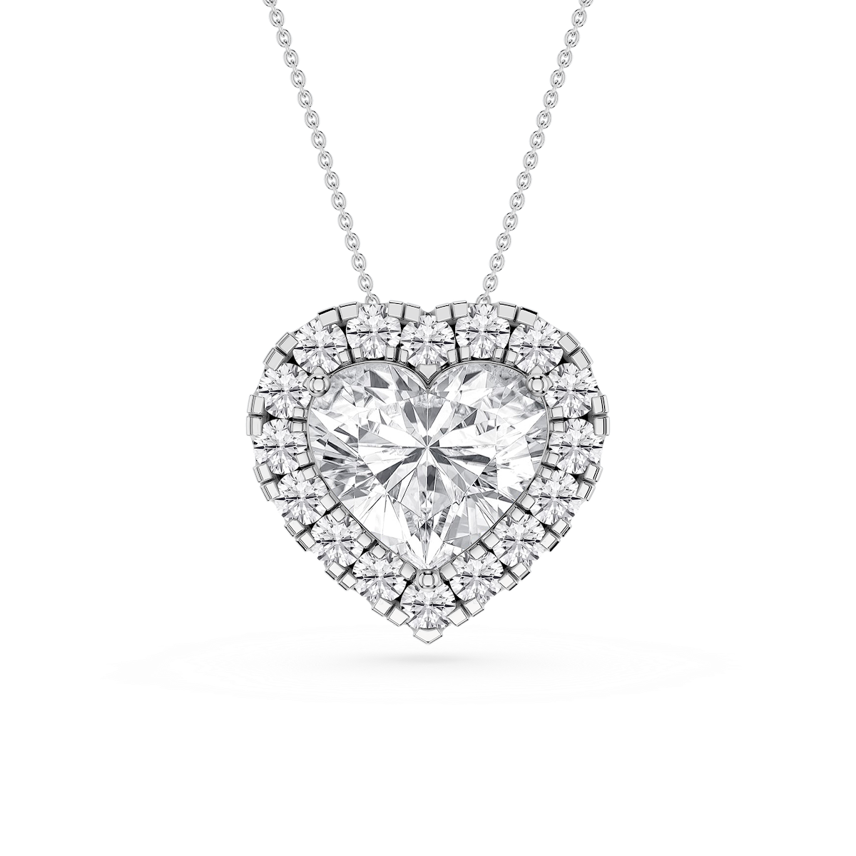 Heart Lab Grown Diamond Halo Slide Pendant - 16 to 18 Inches