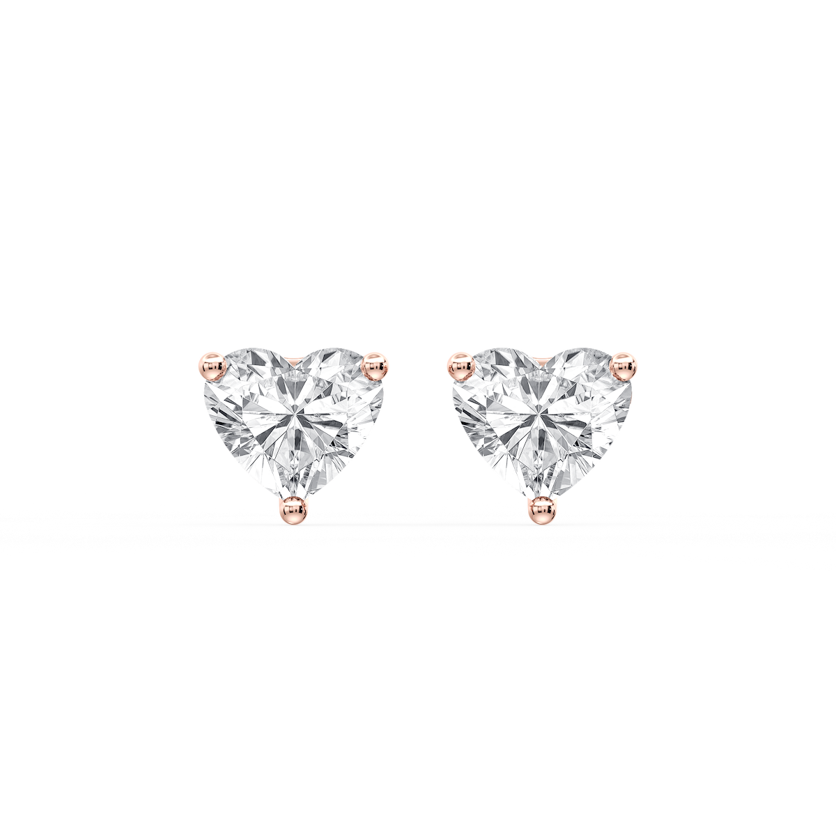 Heart Certified Lab Grown Diamond Three Prong Guardian Back Stud Earrings