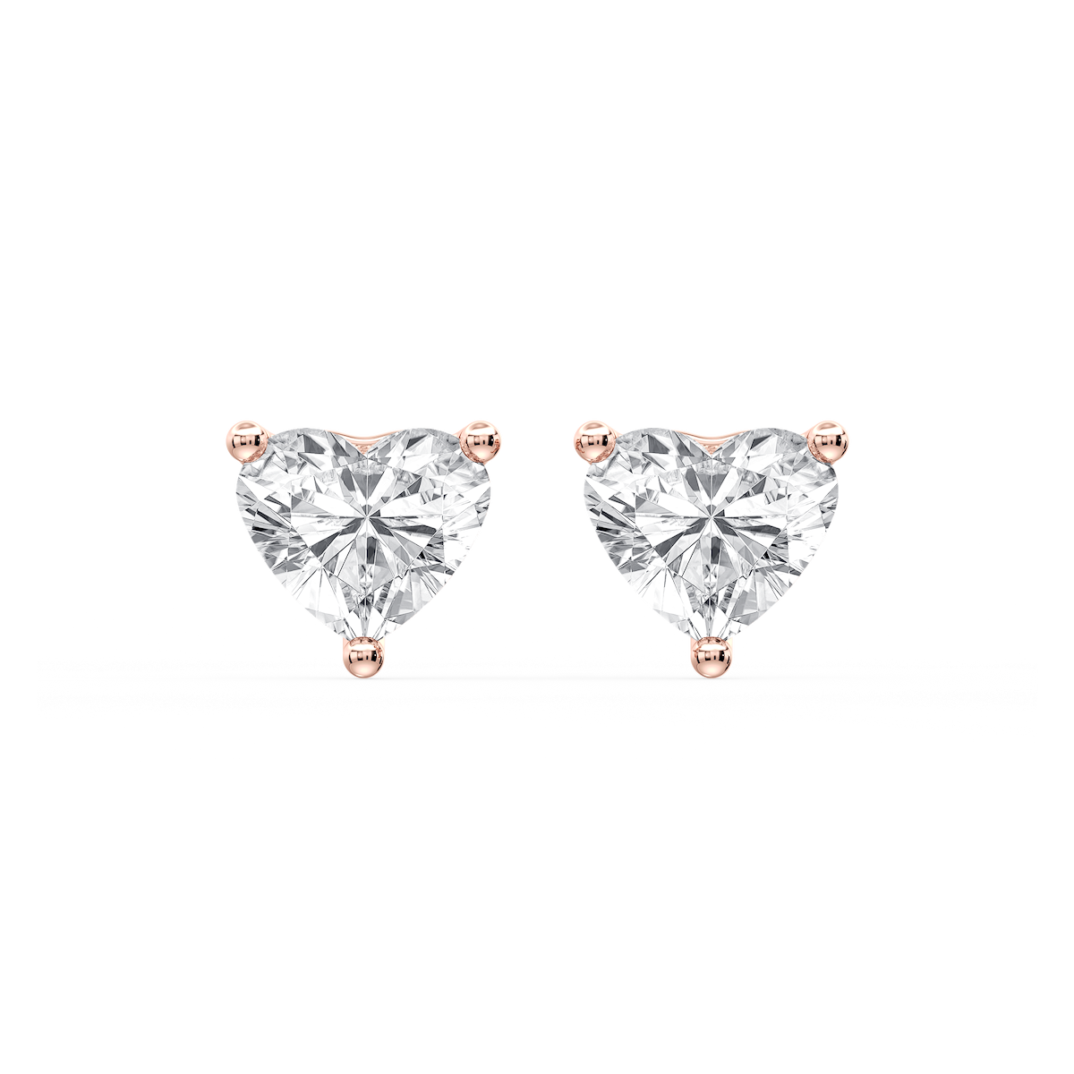 Heart Certified Lab Grown Diamond Three Prong Guardian Back Stud Earrings