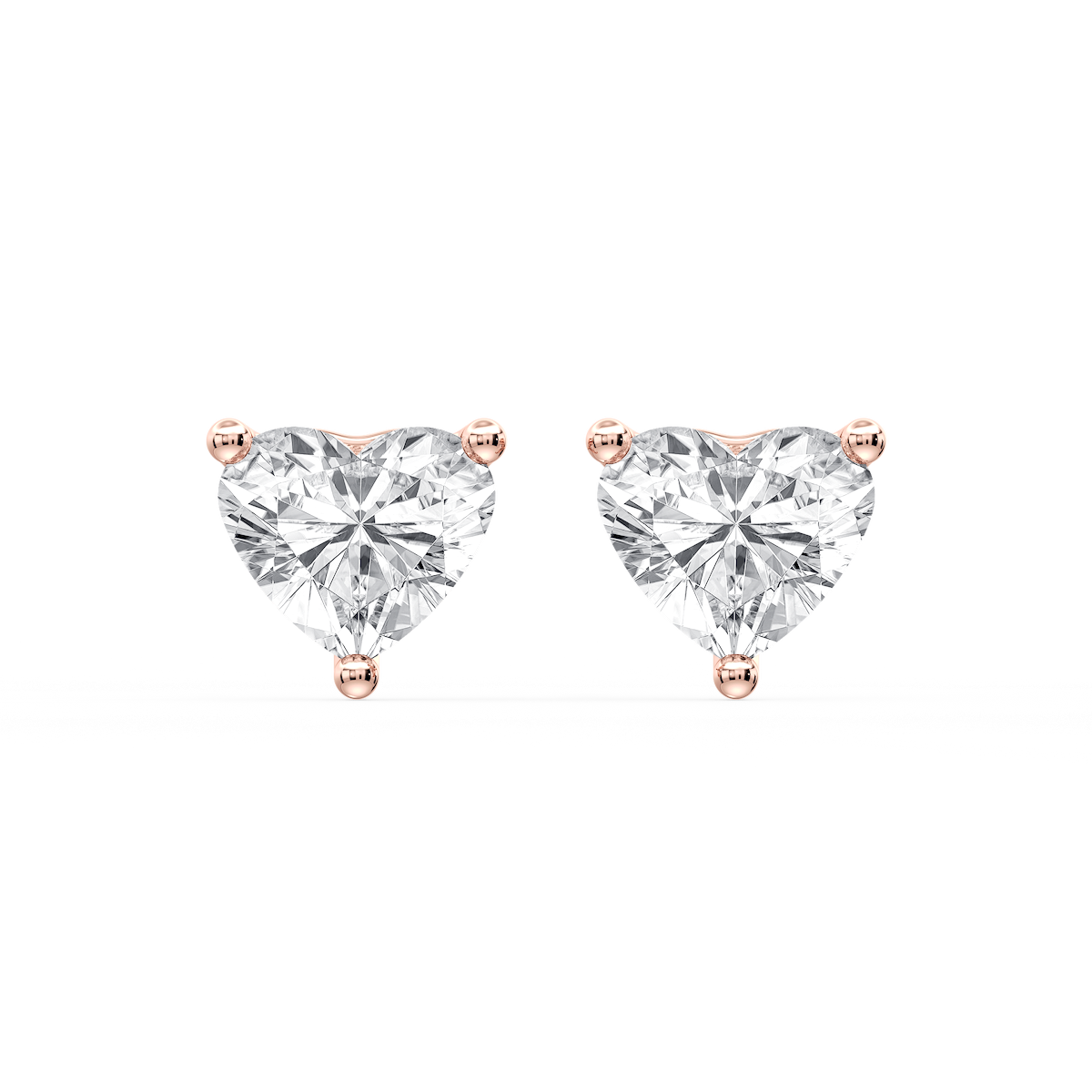 Heart Certified Lab Grown Diamond Three Prong Guardian Back Stud Earrings