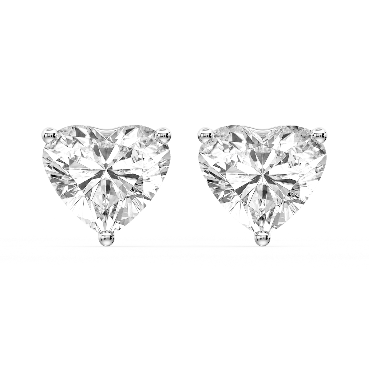Heart Certified Lab Grown Diamond Three Prong Guardian Back Stud Earrings