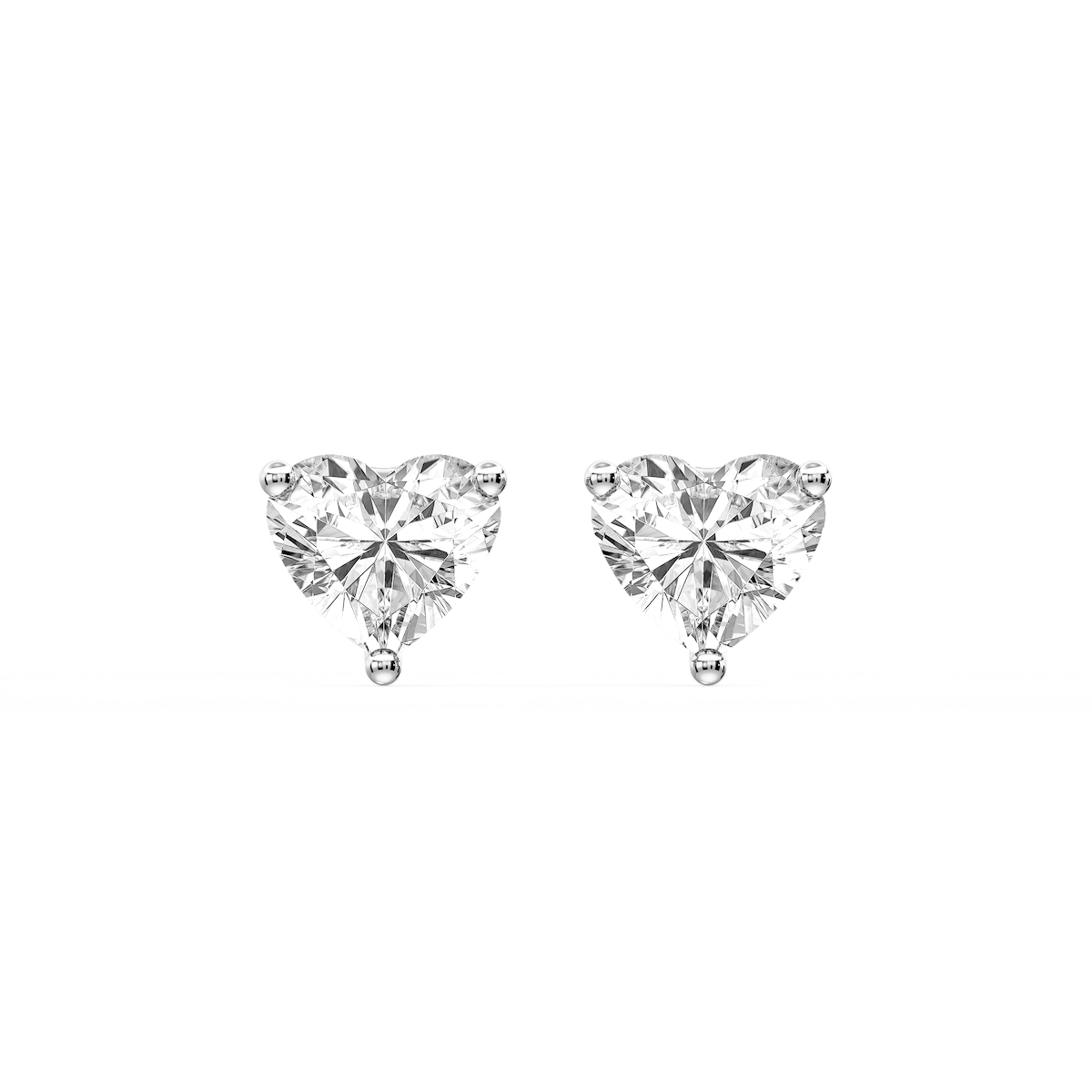 Heart Certified Lab Grown Diamond Three Prong Guardian Back Stud Earrings