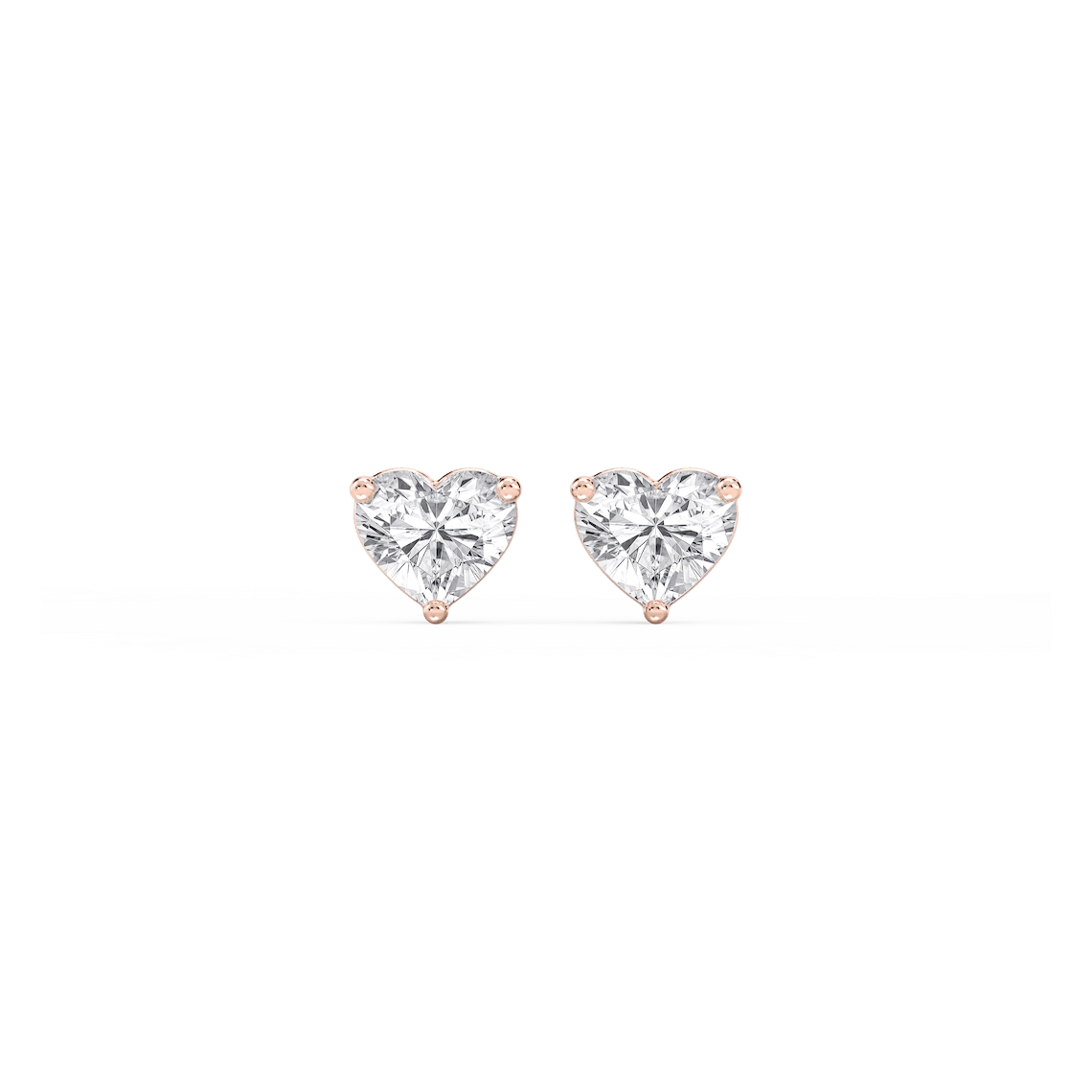 Heart Lab Grown Diamond Classic Three Prong Martini Stud Earrings
