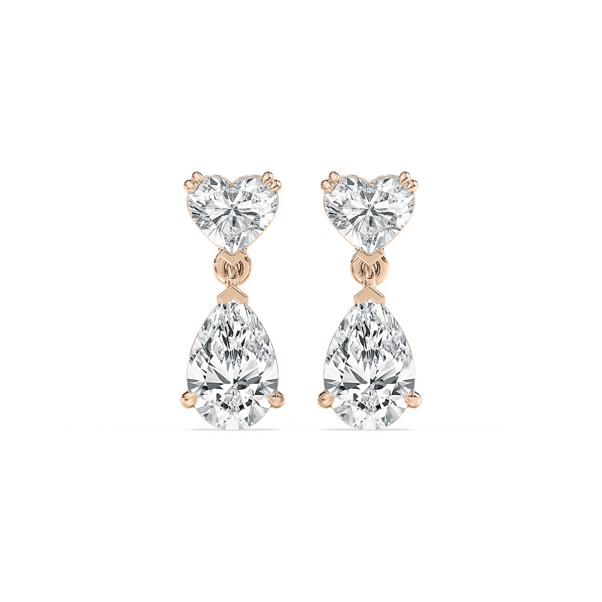 3 ctw Heart and Pear Lab Grown Diamond Drop Earrings