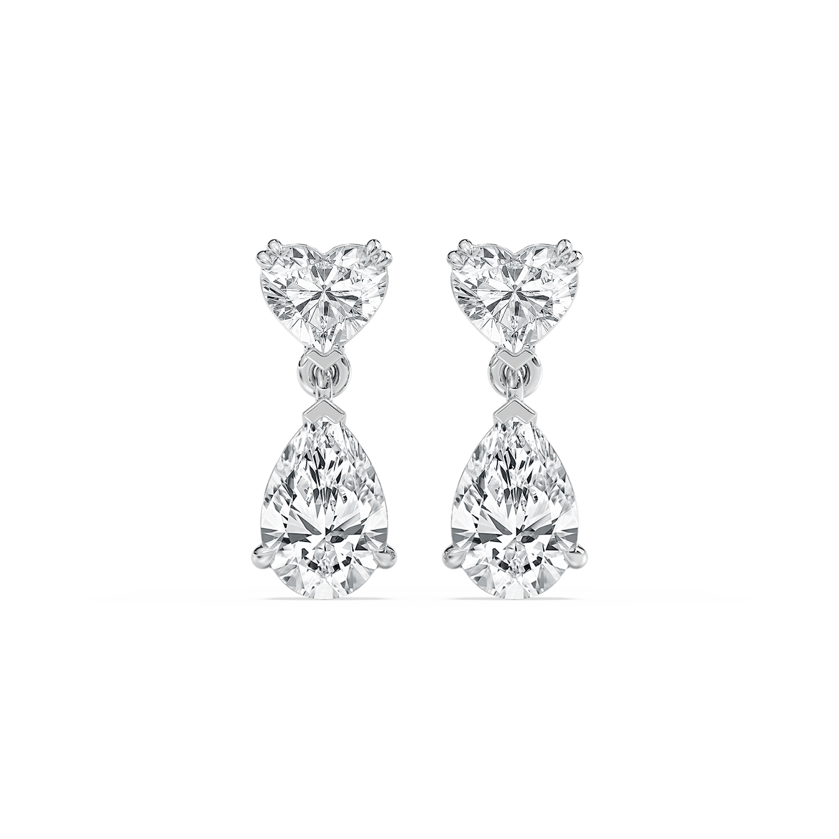 3 ctw Heart and Pear Lab Grown Diamond Drop Earrings