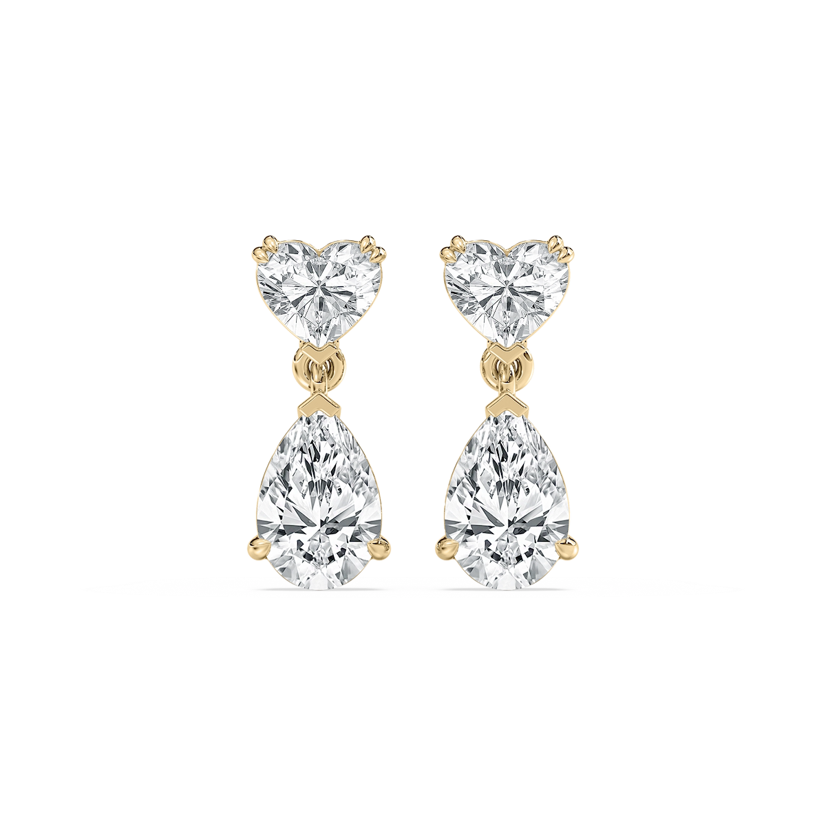 3 ctw Heart and Pear Lab Grown Diamond Drop Earrings