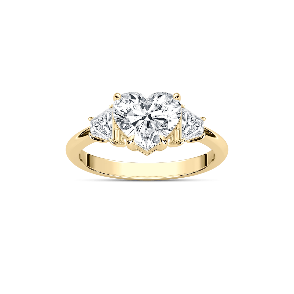 Estella Heart Lab Grown Diamond with Trapezoid Sides Three Stone Engagement Ring