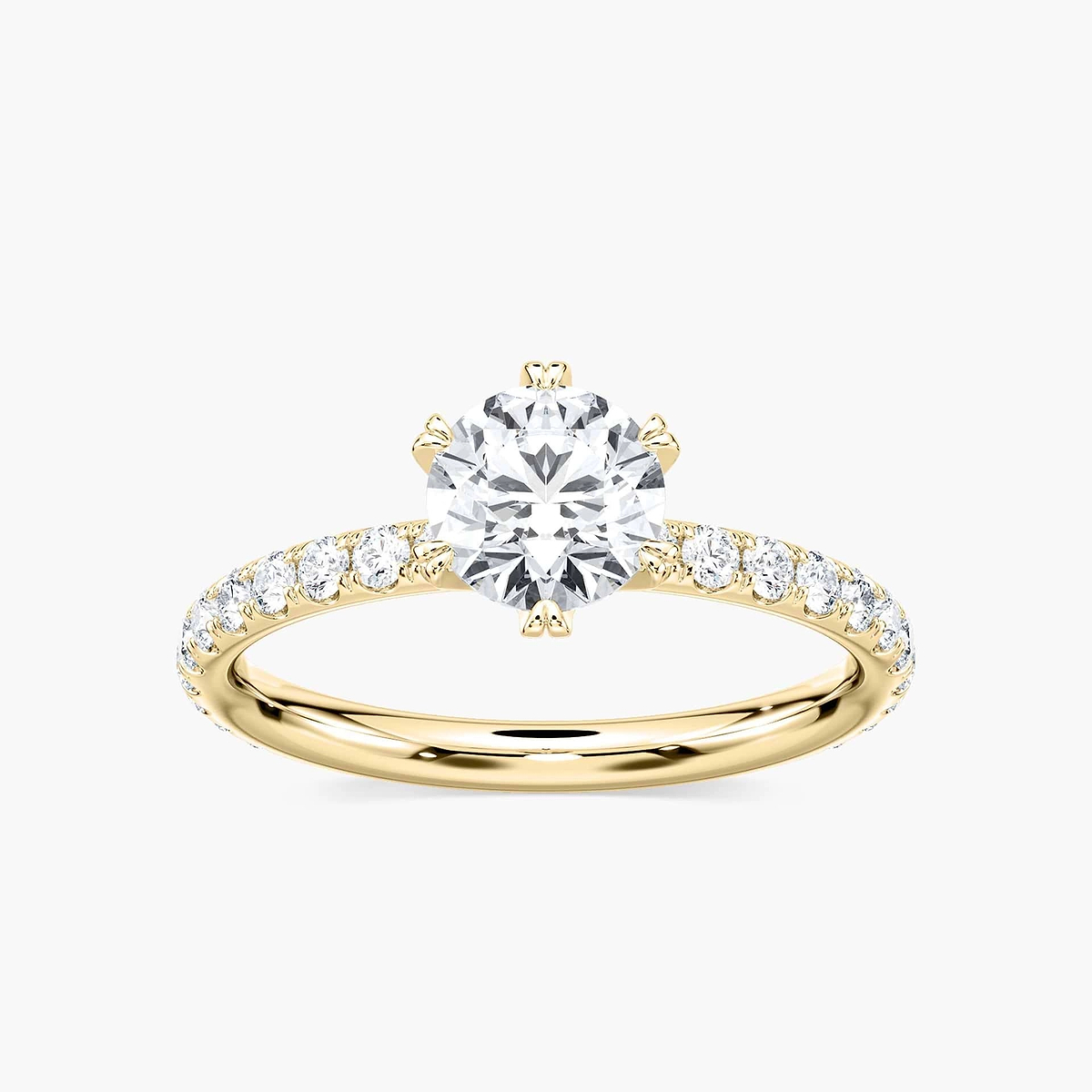 Brooklyn Round Lab Grown Diamond Six Double Prong Side Stone Engagement Ring