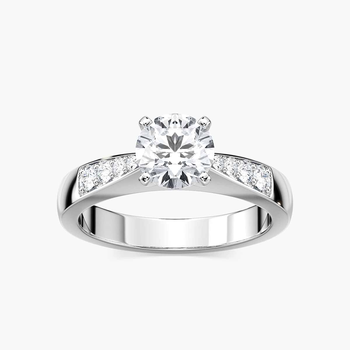 Helen Lab Grown Diamond Pinched Channel Side Stone Engagement Ring