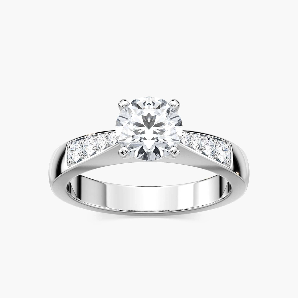 Helen Lab Grown Diamond Pinched Channel Side Stone Engagement Ring