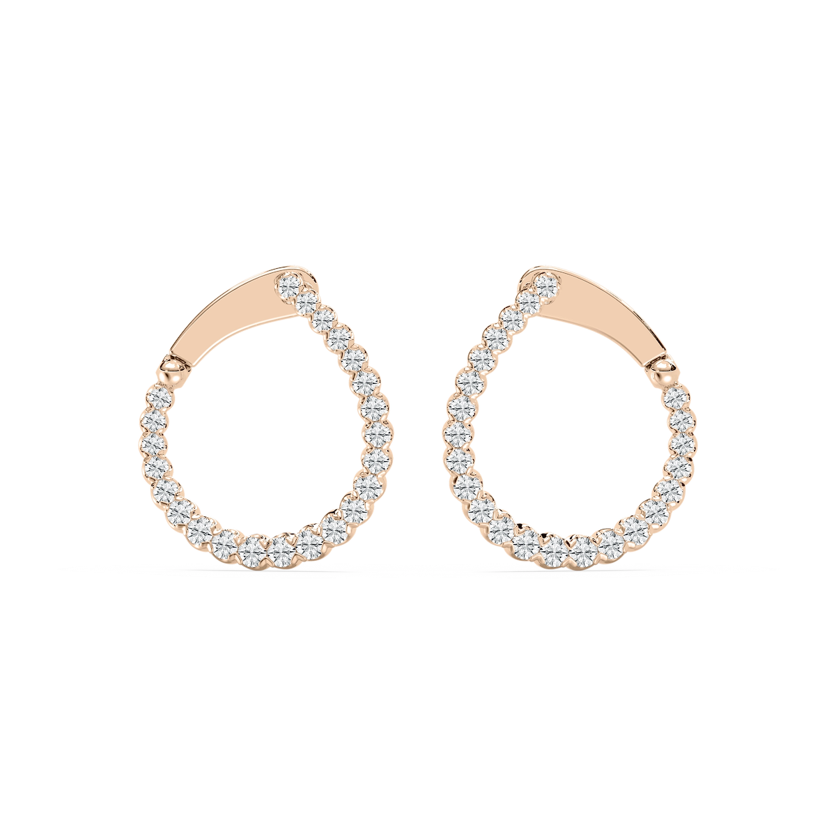 Round Lab Grown Diamond Hinged Back Huggie Hoop Earrings
