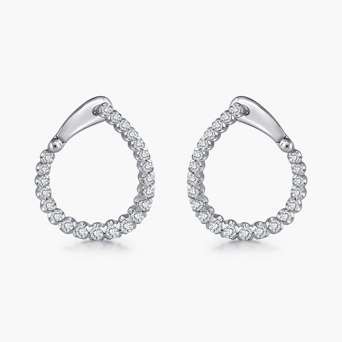 Round Lab Grown Diamond Hinged Back Huggie Hoop Earrings