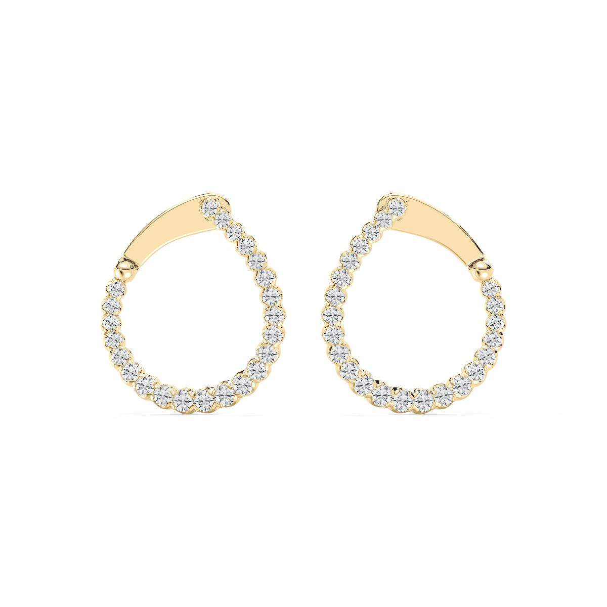 Round Lab Grown Diamond Hinged Back Huggie Hoop Earrings