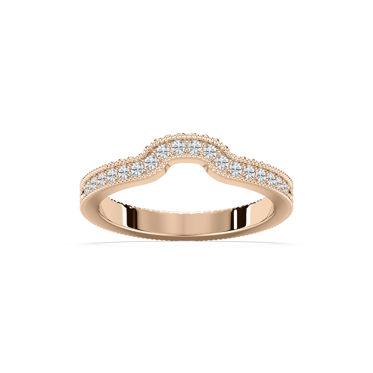 Honey 1/5 ctw Round Lab Grown Diamond Etched Profile Curved Band