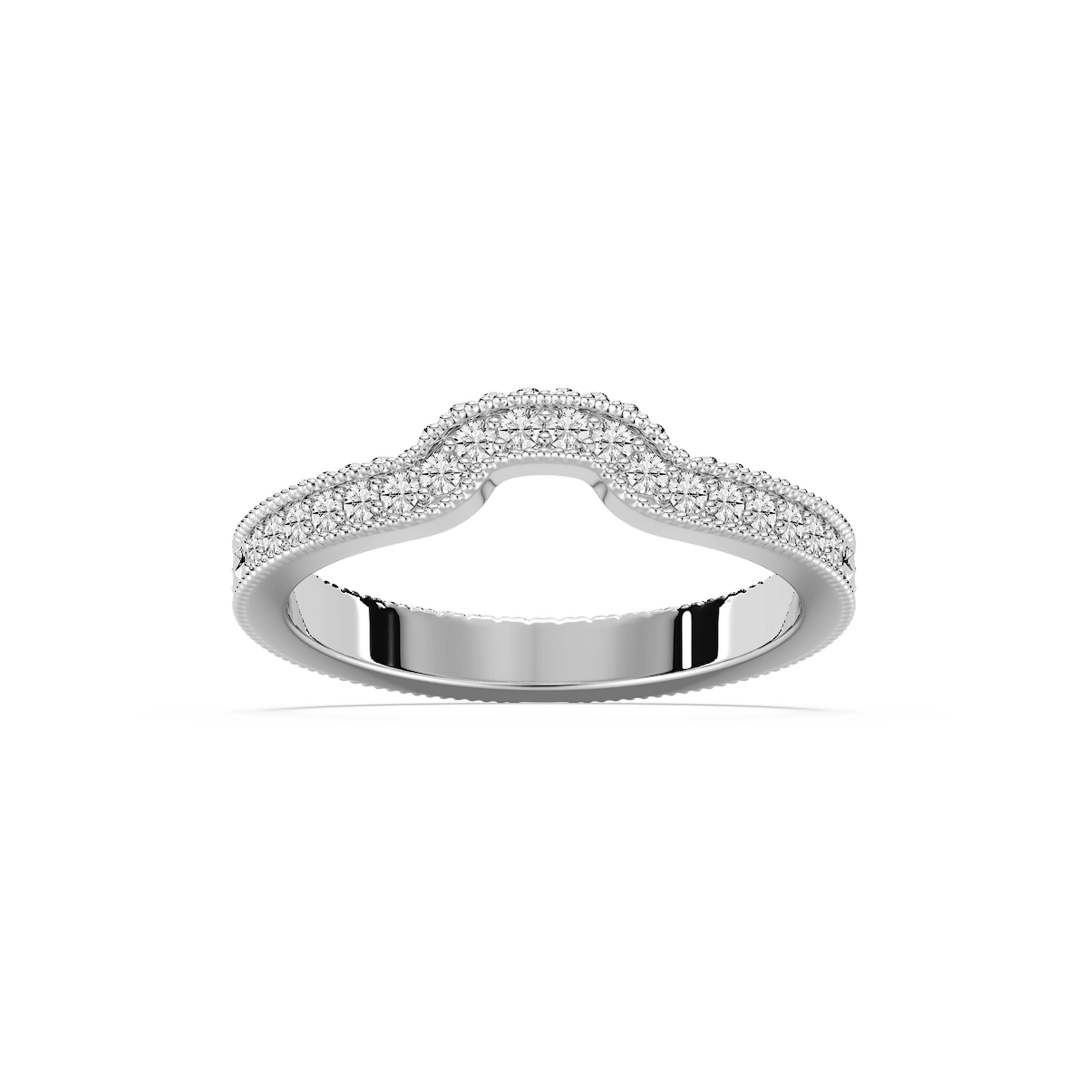 Honey 1/5 ctw Round Lab Grown Diamond Etched Profile Curved Band