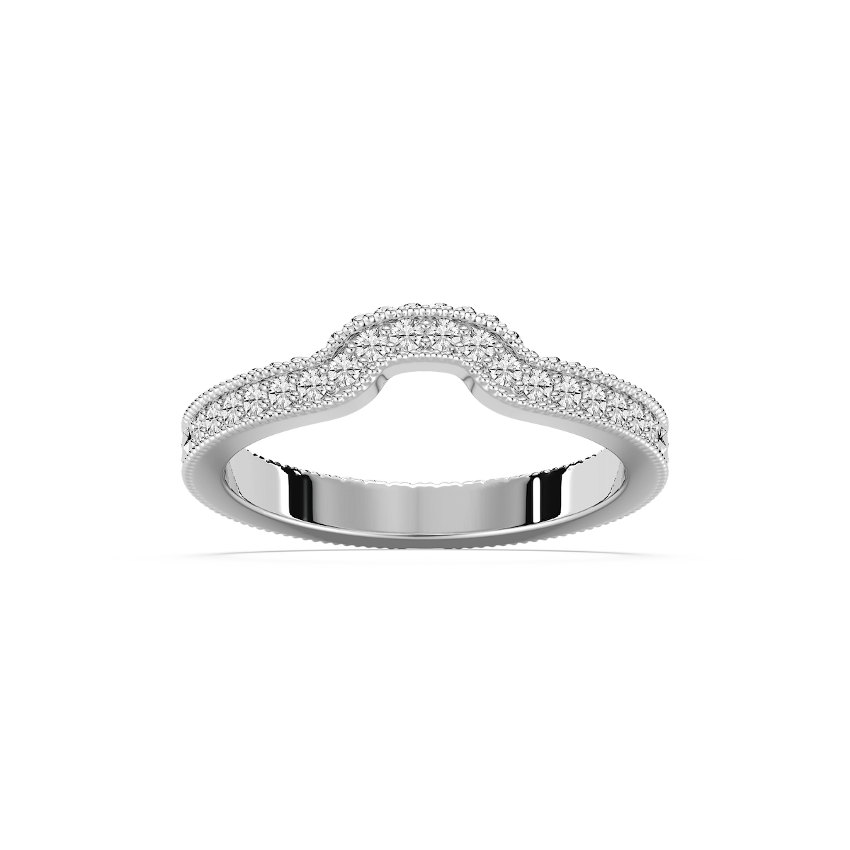 Honey 1/5 ctw Round Lab Grown Diamond Etched Profile Curved Band