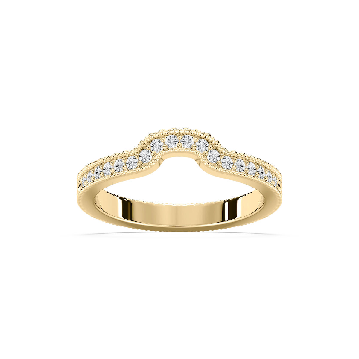 Honey 1/5 ctw Round Lab Grown Diamond Etched Profile Curved Band
