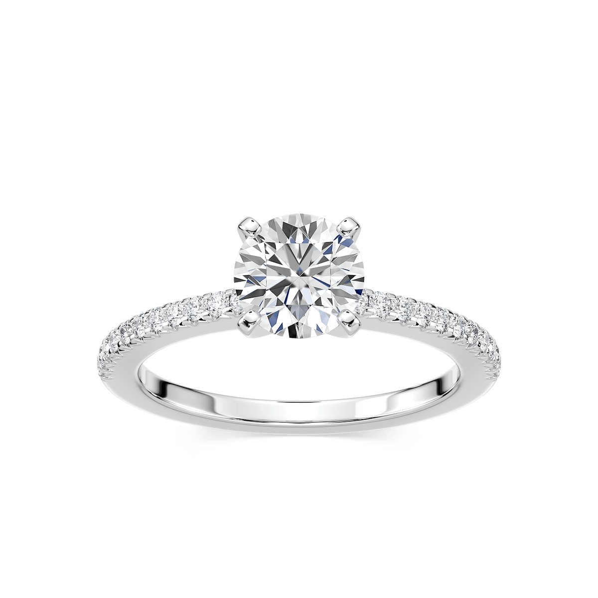 Hope Lab Grown Diamond Shared Prong Side Stone Engagement Ring