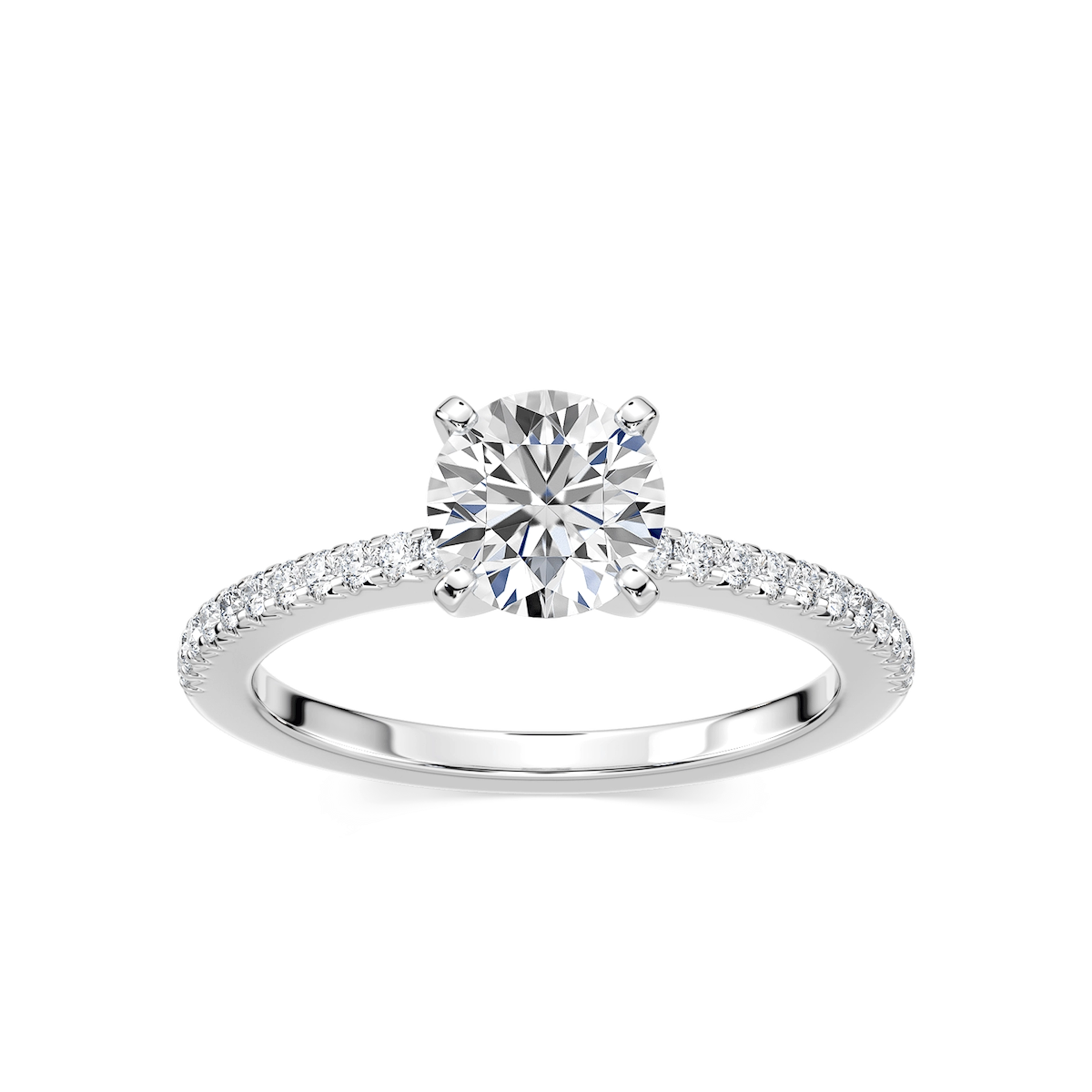Hope Lab Grown Diamond Shared Prong Side Stone Engagement Ring