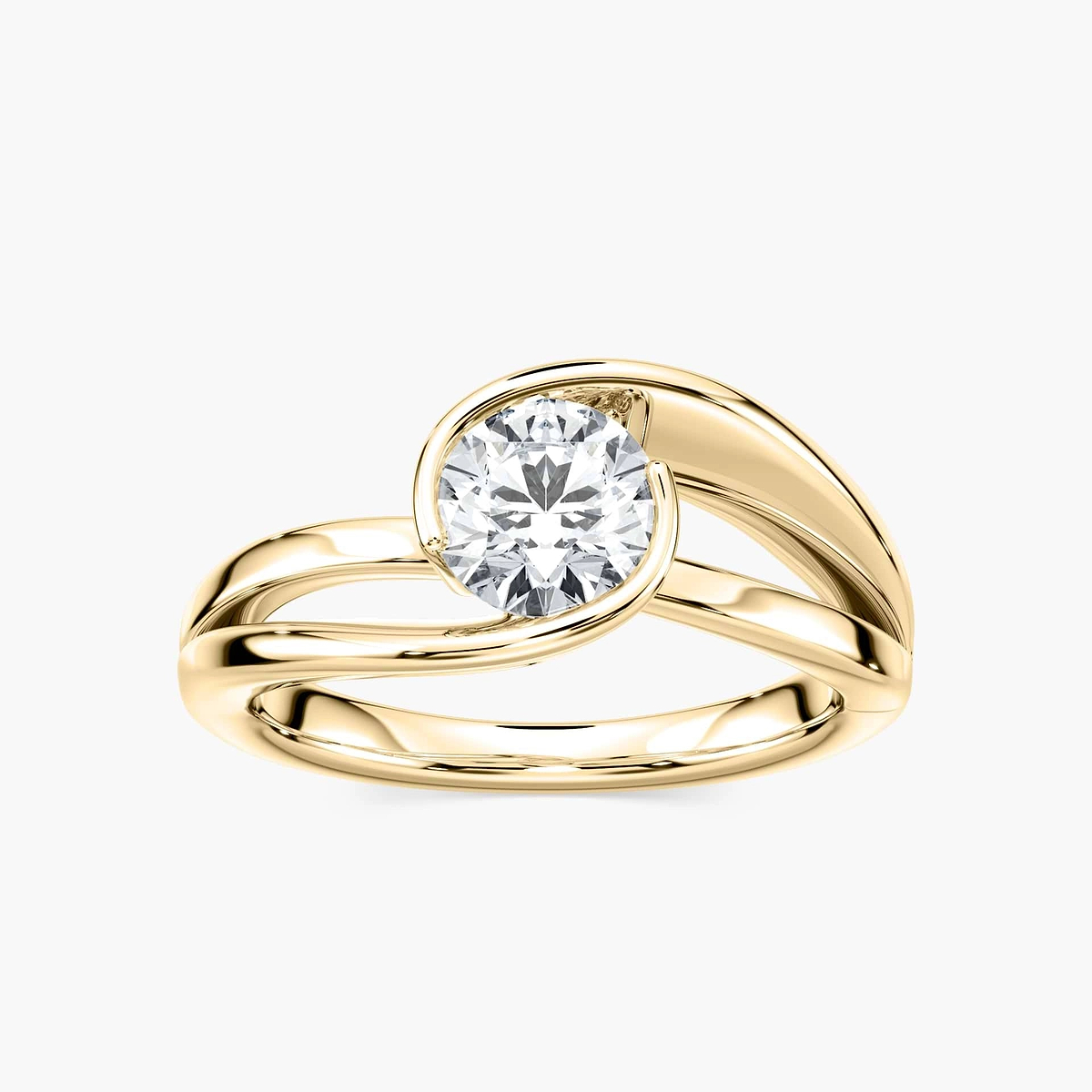 Aria Round Lab Grown Diamond Tension-Inspired Bezel Solitaire Engagement Ring
