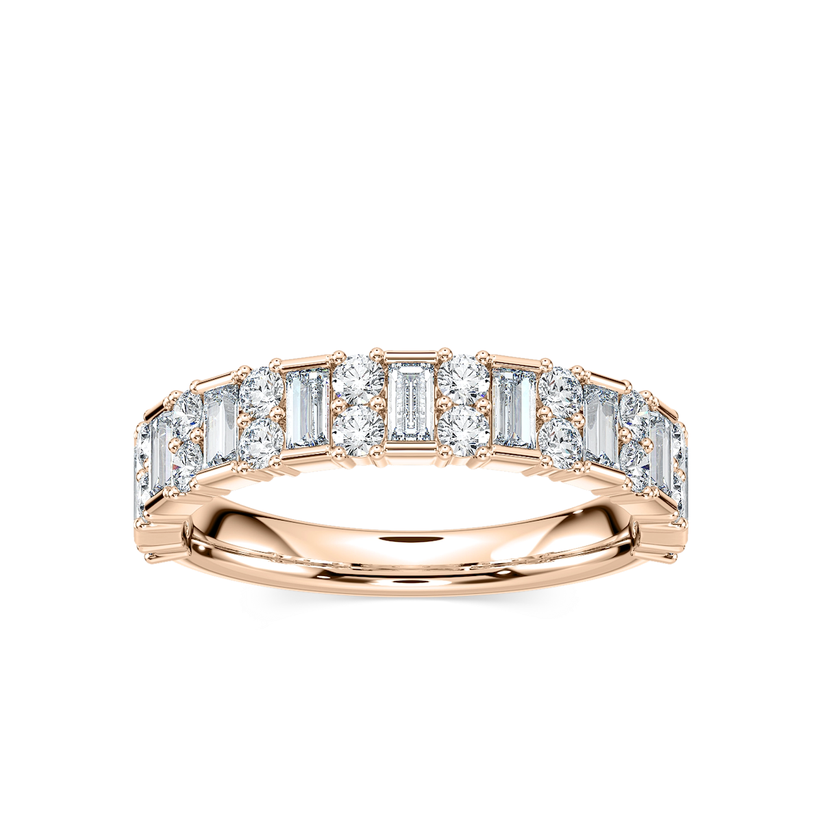 Indy 7/8 ctw Baguette and Round Lab Grown Diamond Alternating Wedding Band