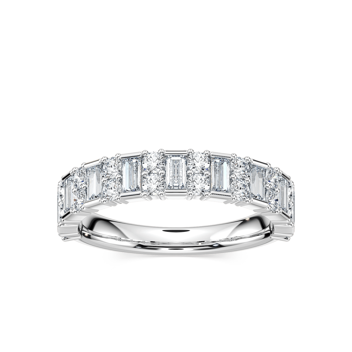 Indy 7/8 ctw Baguette and Round Lab Grown Diamond Alternating Wedding Band