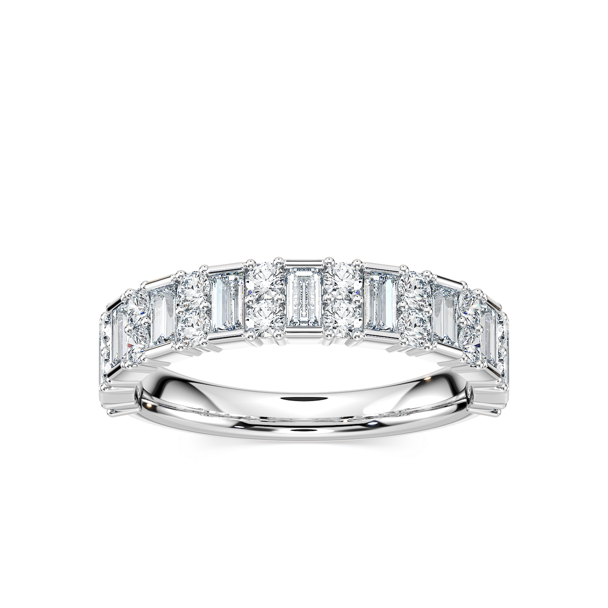 Indy 7/8 ctw Baguette and Round Lab Grown Diamond Alternating Wedding Band