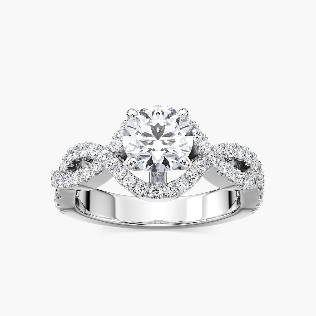 Brianna Lab Grown Diamond Infinity Twist Side Stone Engagement Ring