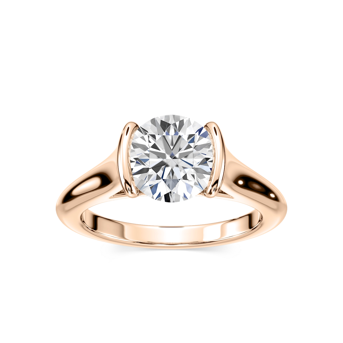 Audrey Round Lab Grown Diamond Half Bezel Solitaire Engagement Ring