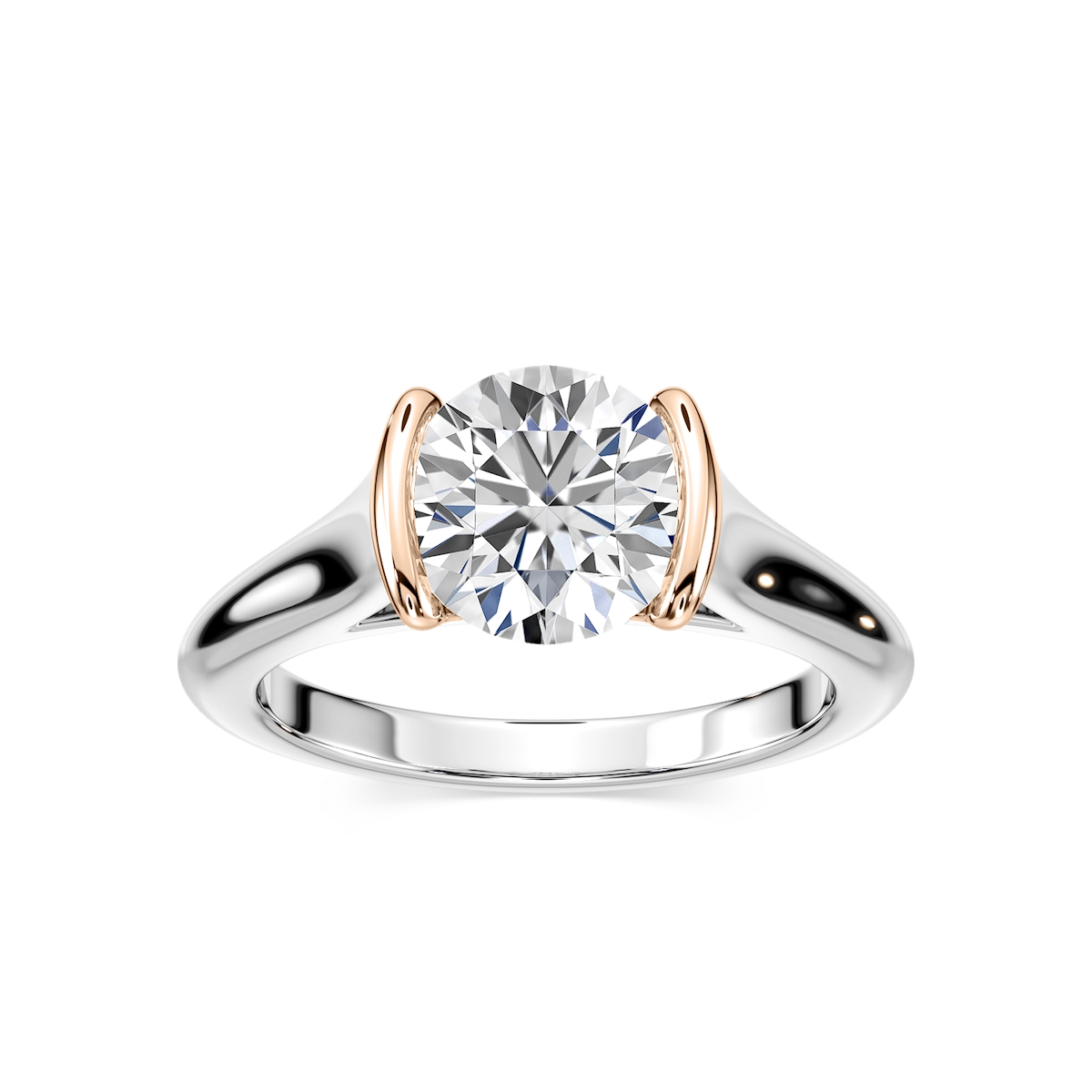 Audrey Round Lab Grown Diamond Half Bezel Solitaire Engagement Ring