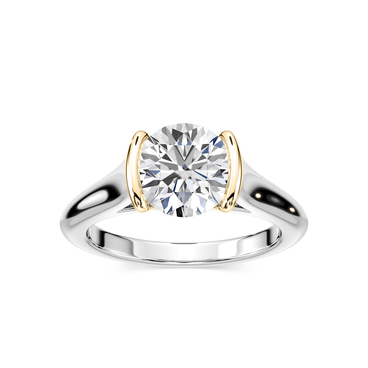 Audrey Round Lab Grown Diamond Half Bezel Solitaire Engagement