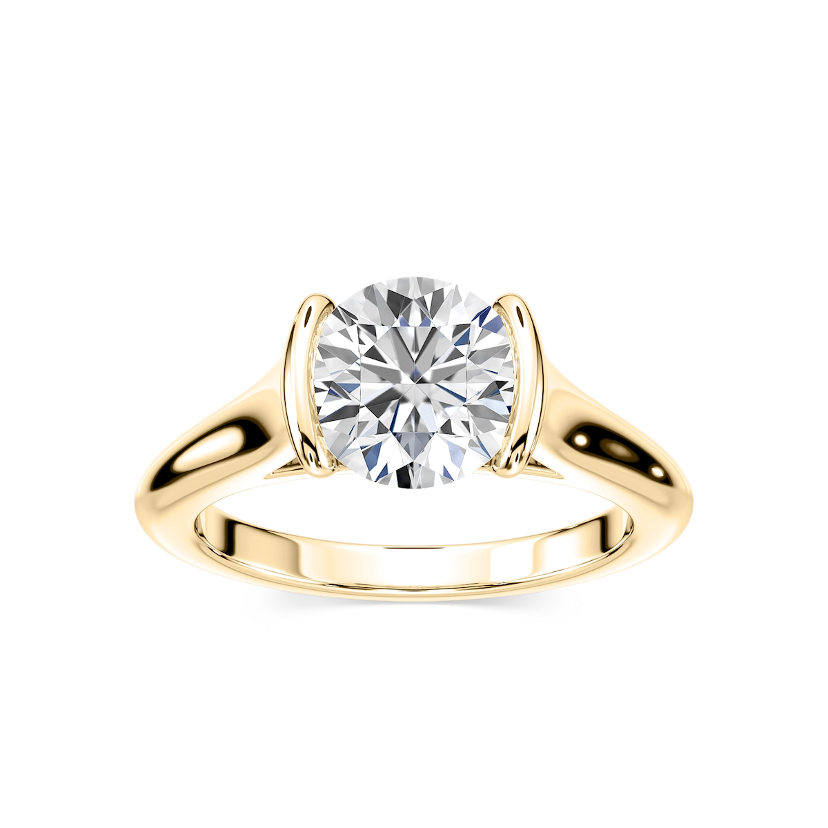 Audrey Round Lab Grown Diamond Half Bezel Solitaire Engagement Ring