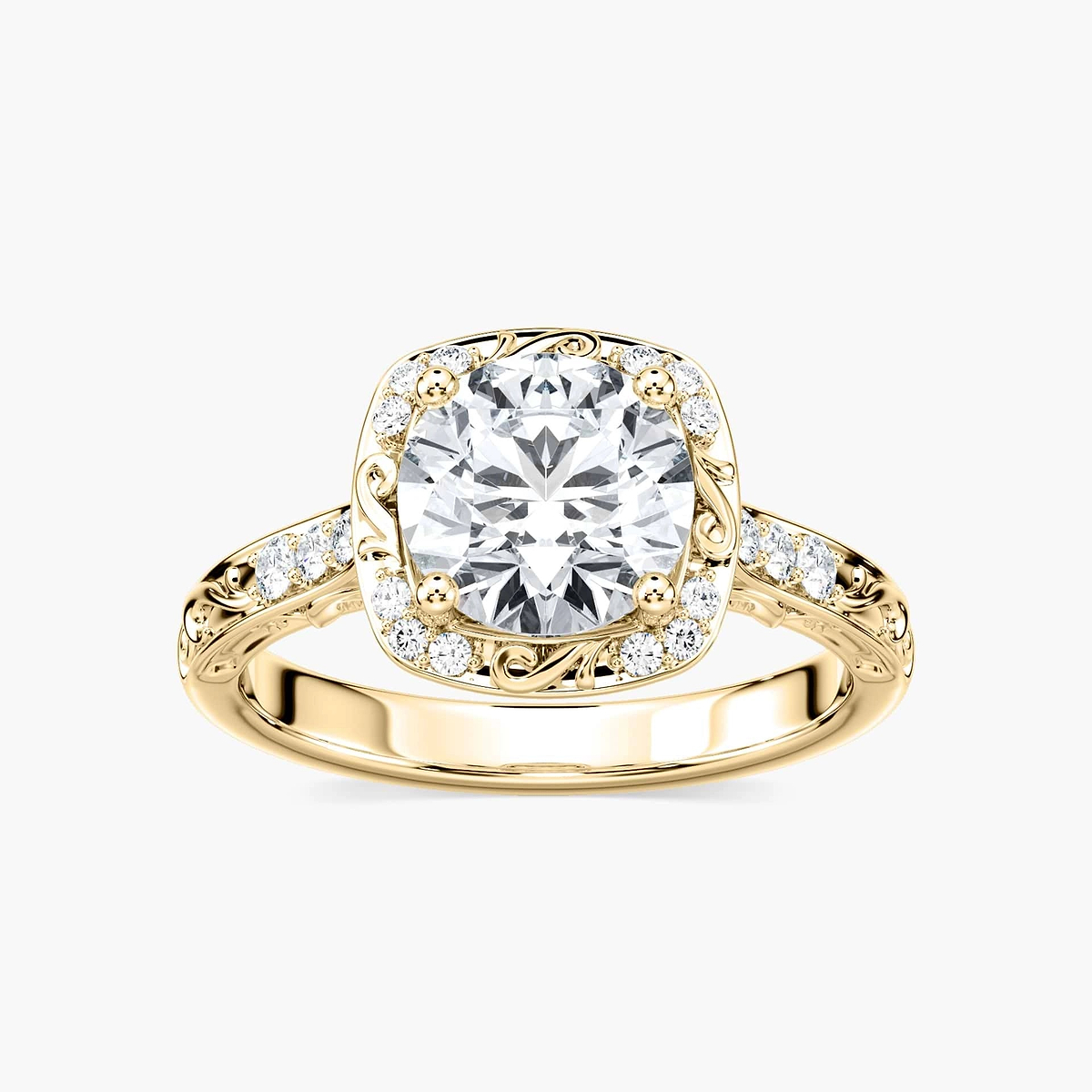 Isabella Lab Grown Diamond Vintage  Scroll Halo Engagement Ring