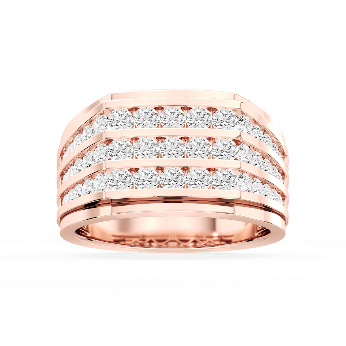 Jameson 2 ctw Round Lab Grown Diamond Three Row Channel Wedding Band