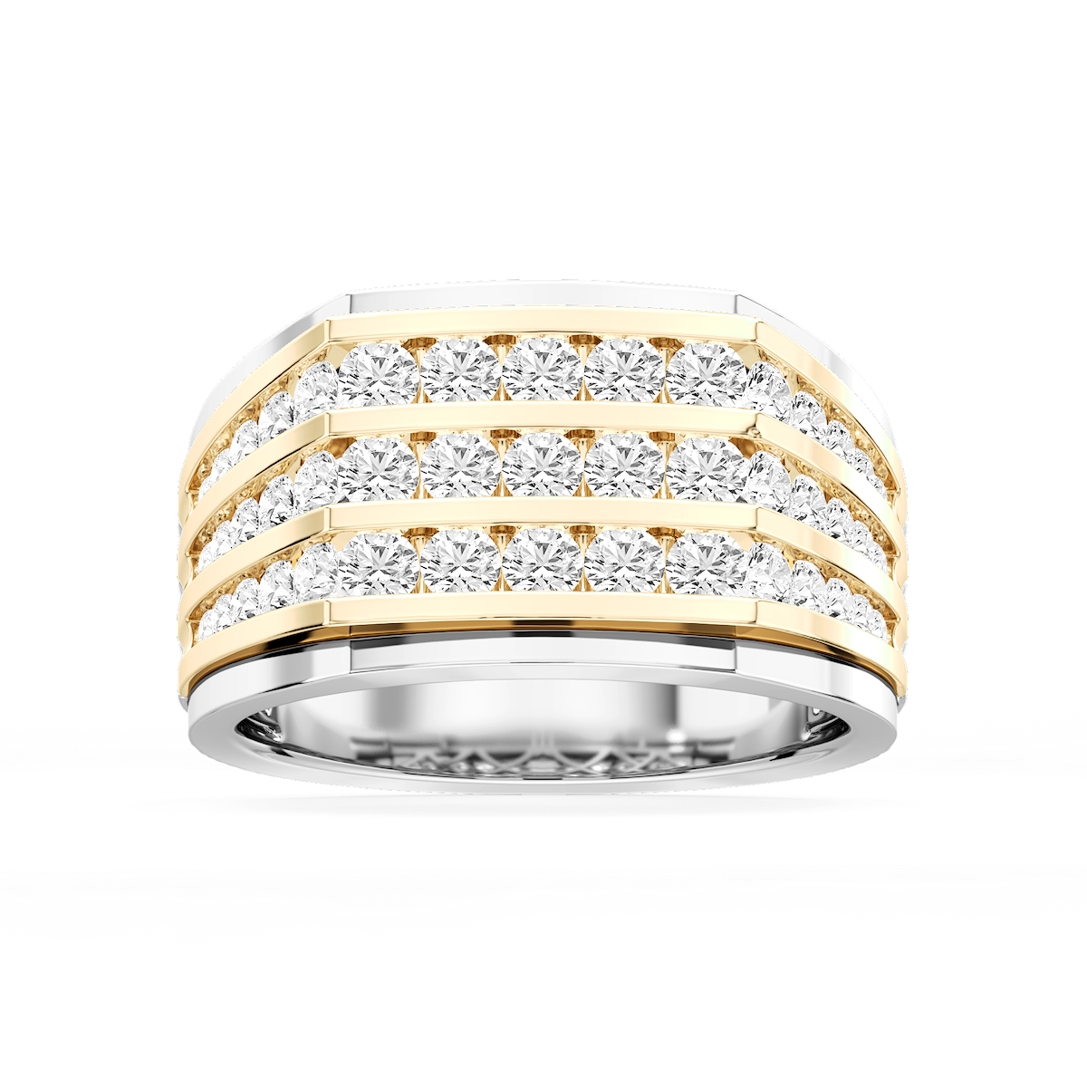 Jameson 2 ctw Round Lab Grown Diamond Three Row Channel Wedding Band