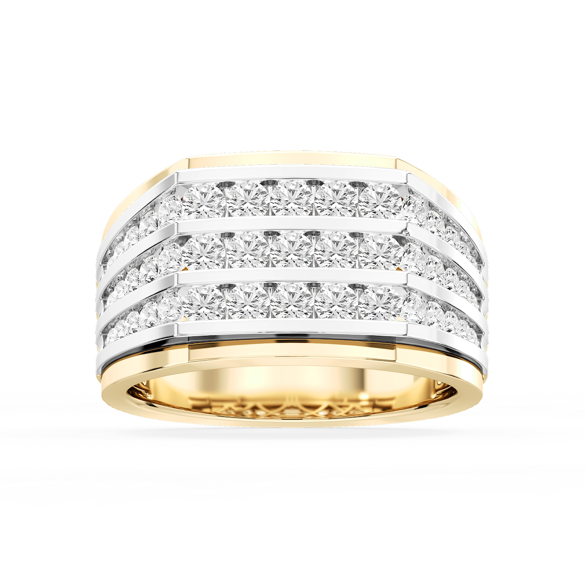 Jameson 2 ctw Round Lab Grown Diamond Three Row Channel Wedding Band