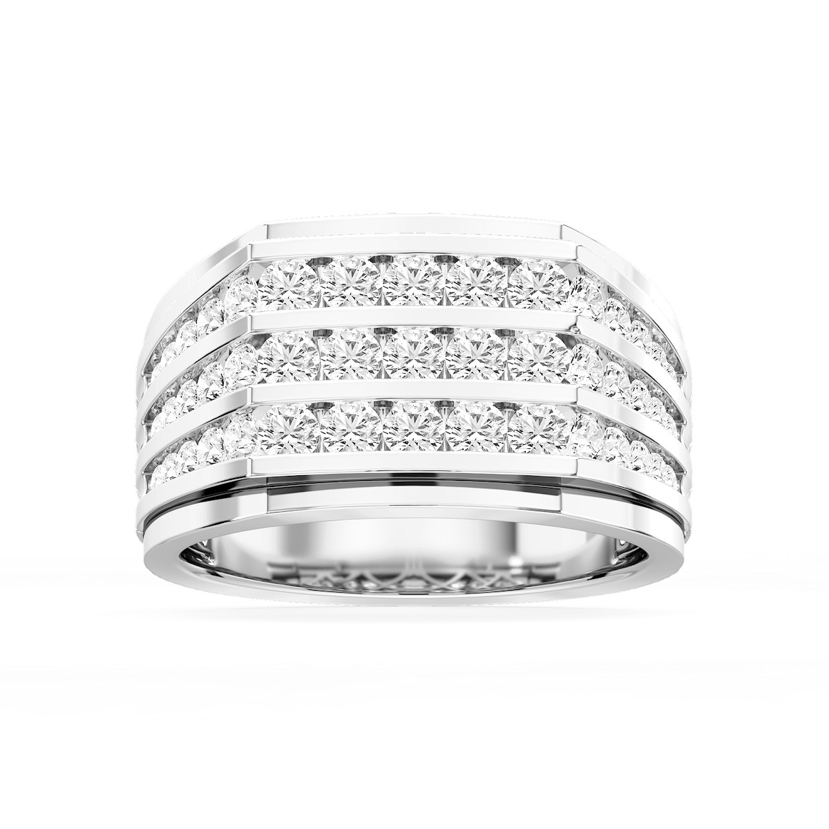 Jameson 2 ctw Round Lab Grown Diamond Three Row Channel Wedding Band