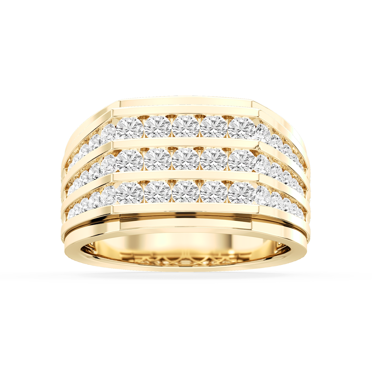 Jameson 2 ctw Round Lab Grown Diamond Three Row Channel Wedding Band