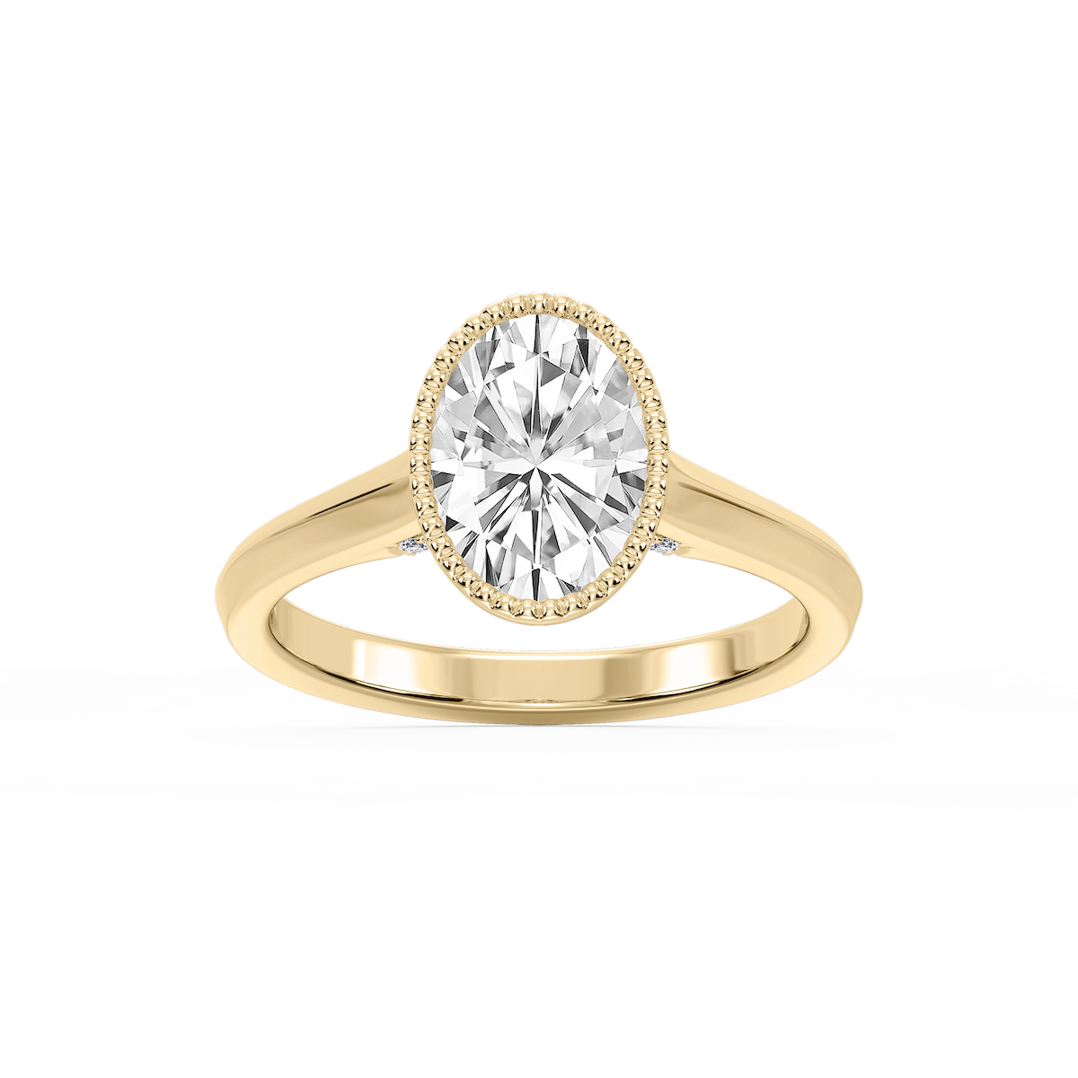 Jane Oval Lab Grown Diamond Milgrain Bezel Side Stone Engagement Ring