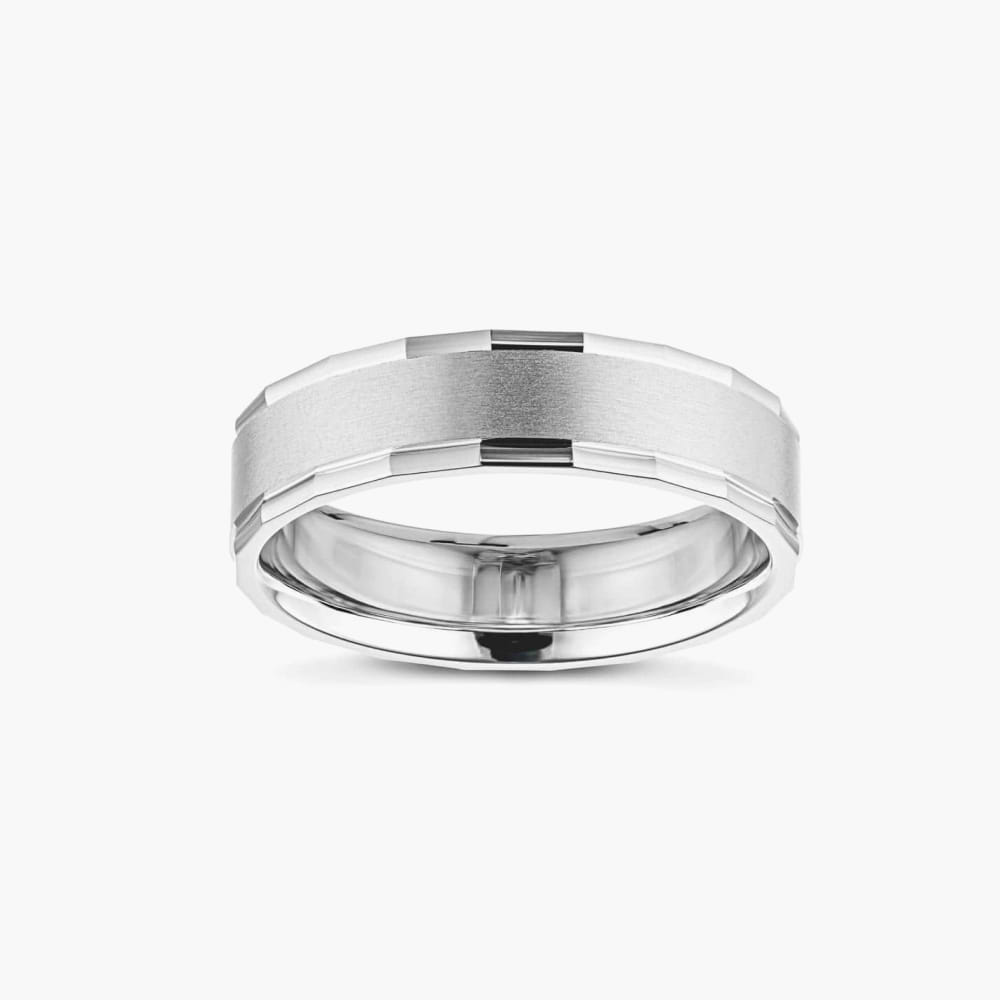 Journey 6.00mm Faceted Bevel Plain Metal Band
