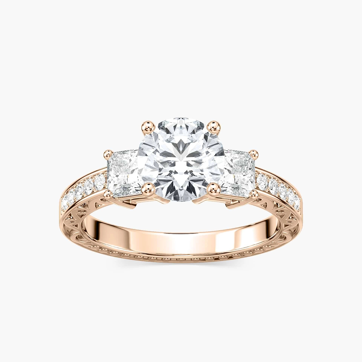 Julie Round Lab Grown Diamond Channel Three Stone Engagement Ring