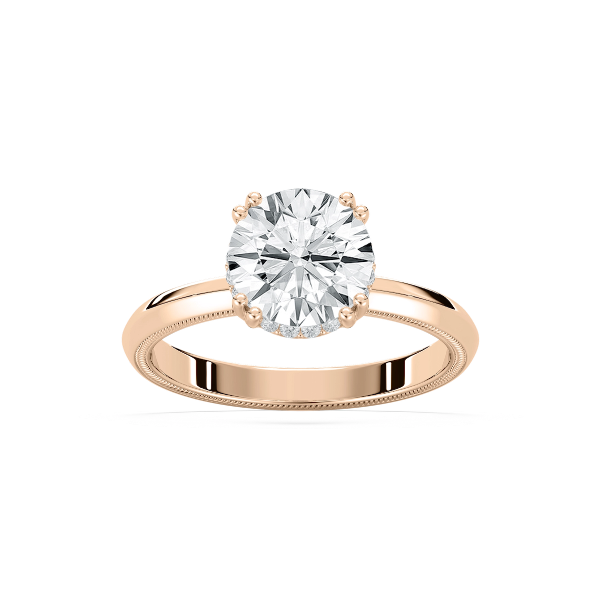 Juno 2 ctw Round Lab Grown Diamond Double Prong Hidden Halo Engagement Ring