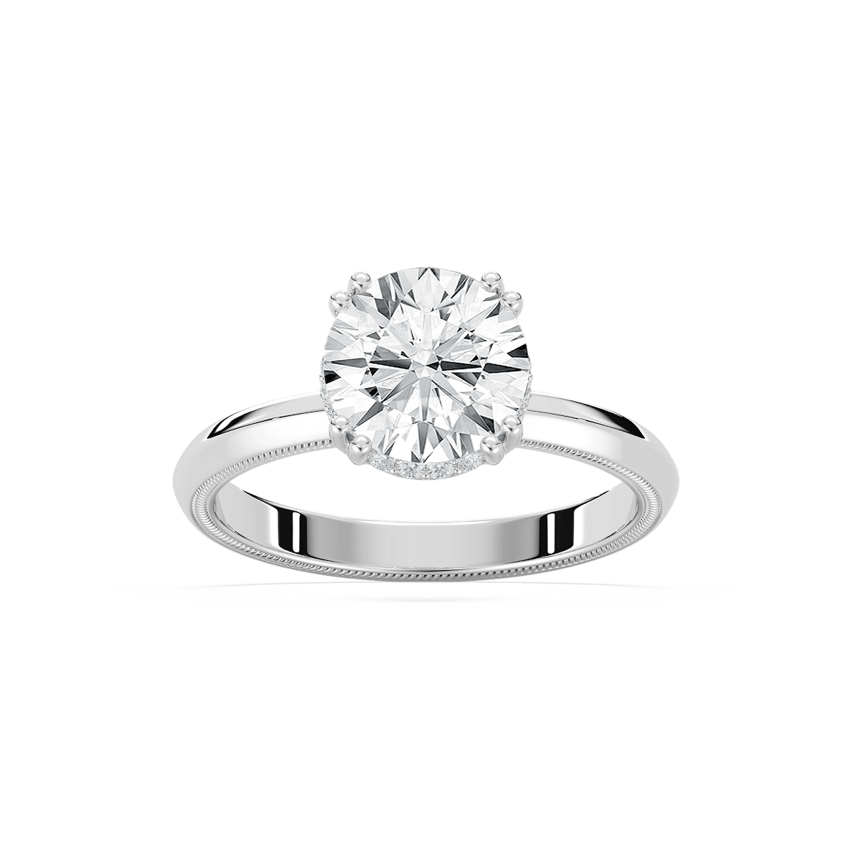 Juno 2 ctw Round Lab Grown Diamond Double Prong Hidden Halo Engagement Ring