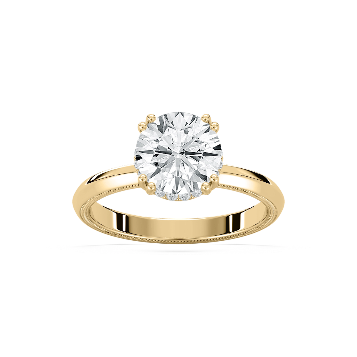 Juno 2 ctw Round Lab Grown Diamond Double Prong Hidden Halo Engagement Ring