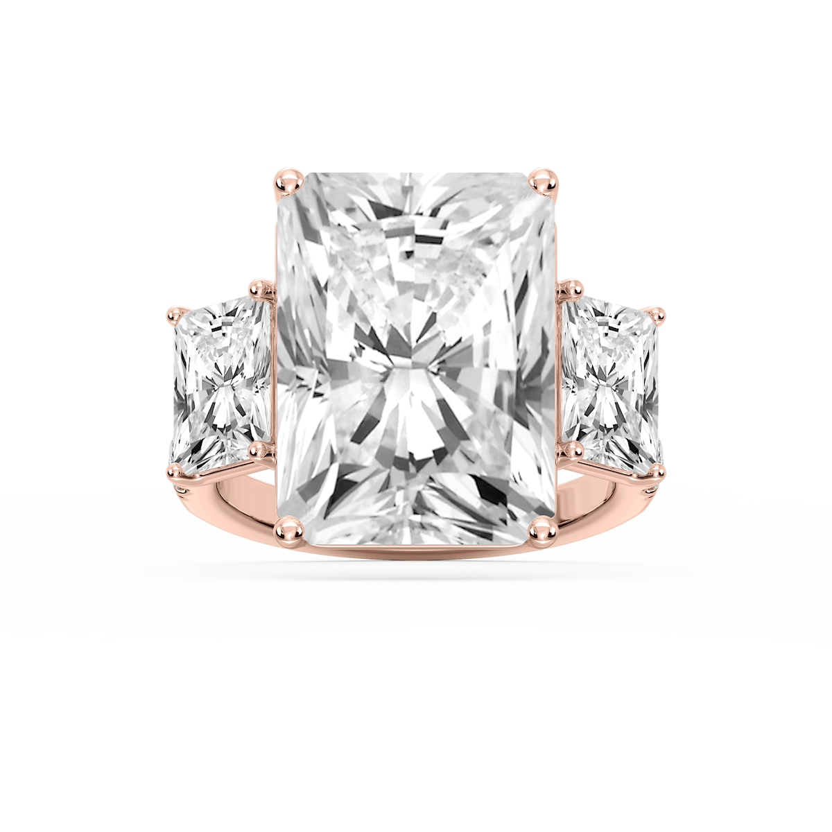 Kelly 19 ¹⁄₄ ctw Radiant Lab Grown Diamond Pave Three Stone Engagement Ring - Signature Collection