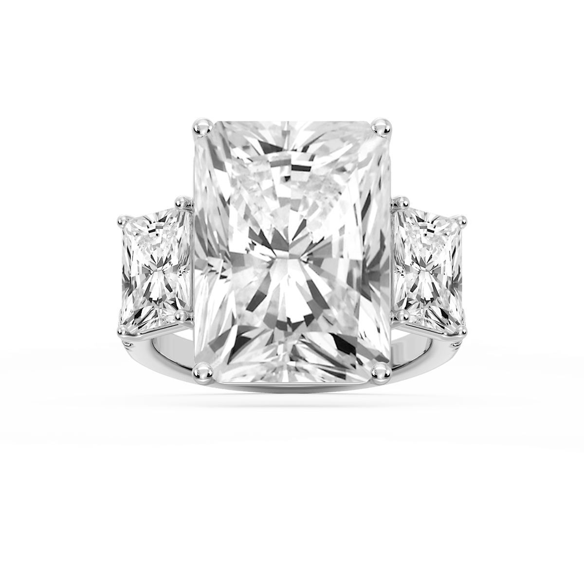 Kelly 19 ¹⁄₄ ctw Radiant Lab Grown Diamond Pave Three Stone Engagement Ring - Signature Collection