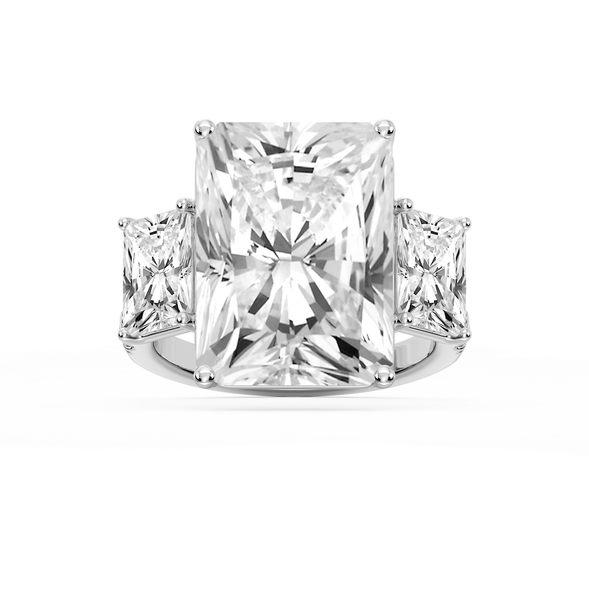 Kelly 19 ¹⁄₄ ctw Radiant Lab Grown Diamond Pave Three Stone Engagement Ring - Signature Collection