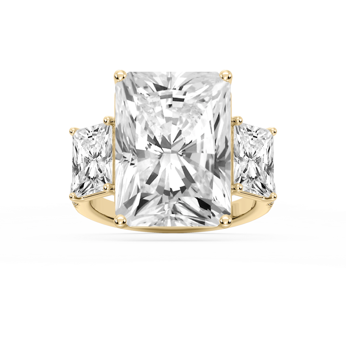 Kelly 19 ¹⁄₄ ctw Radiant Lab Grown Diamond Pave Three Stone Engagement Ring - Signature Collection