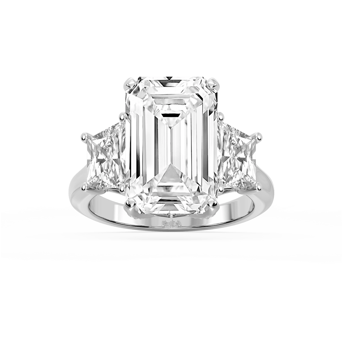 Kinsley 12 ¹⁄₄ ctw Emerald Lab Grown Diamond Three Stone Engagement Ring - Signature Collection